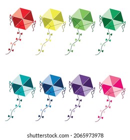 set of colorful kites vector