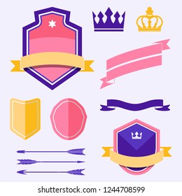 Set of colorful label ornament vectors