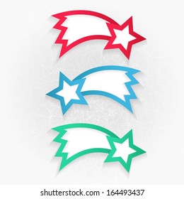 Set of colorful labels with Christmas stars. Eps10