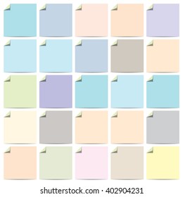 Set of colorful labels with folded corner