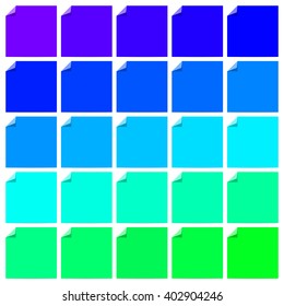 Set of colorful labels with folded corner