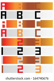 set of colorful labels with letters and numbers