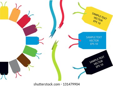 set of colorful labels with ribbons and place for your text isolated on white background