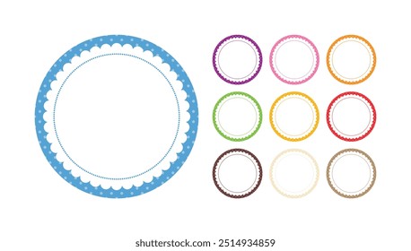 Set Of Colorful Lace Edged Blank Plain Circular Frames Collection Design