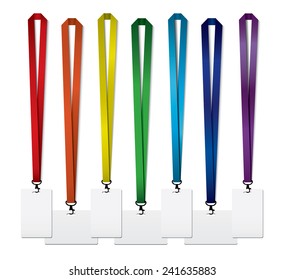 Set of colorful lanyards. Vector illustration