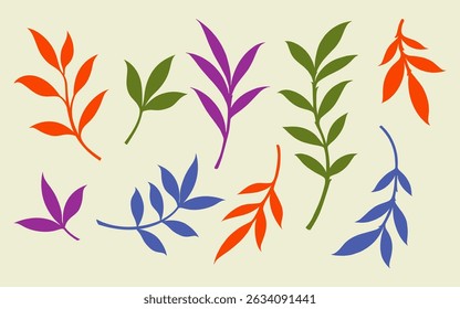 Set of colorful leaves with flat design. Foliage collection.	 