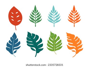 Set of colorful leaves on a white background. Vector illustration