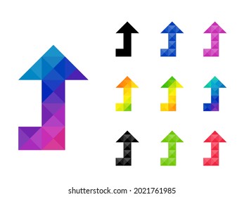 Set of colorful left up sign icon isolated on white background. Good for web, app, project element, etc. Vector illustration.