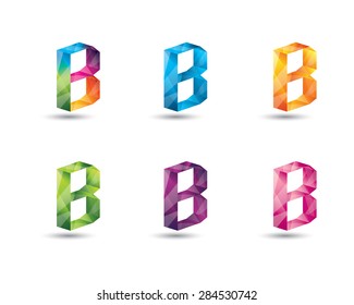 Set of colorful letter B logo template.