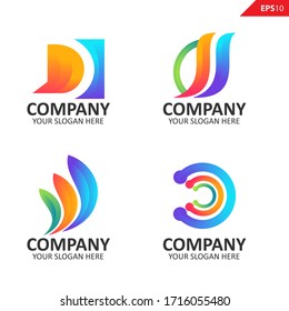 Set colorful letter D logo collection. Suitable for studio company, technology, communication, application, software, and others.