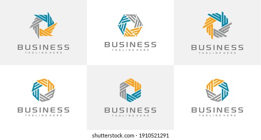 Set Of Colorful Letter E Community logo design inspirations