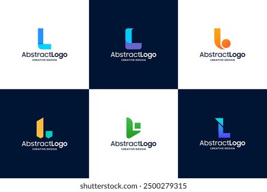 Set of colorful letter L logo design with creative concept