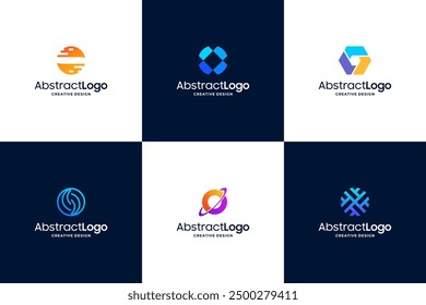 Set of colorful letter O logo design with creative concept