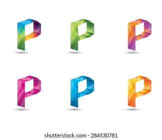 Set of colorful letter P logo template.