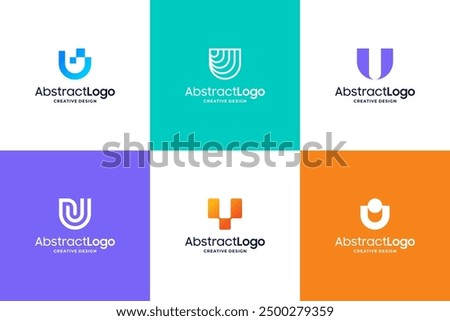 Set of colorful letter U logo design