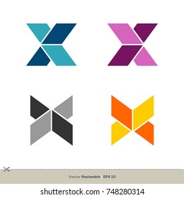 Set Colorful Letter X Vector Logo Template Illustration Design. Vector EPS 10.