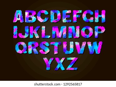 Set of colorful letters. Color vector latin alphabet. Rainbow font color. Color paper applique ABC, negative alphabet poster template Typography Design.