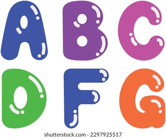 Set of colorful letters  Vector illustration. Decorative cute font and alphabet