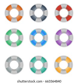 Set of colorful lifebuoy icons on the white background. Vector design