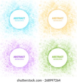 Set of Colorful Light Abstract Circles Frames Design Elements, cosmetics, soap, shampoo, perfume, medicament label background