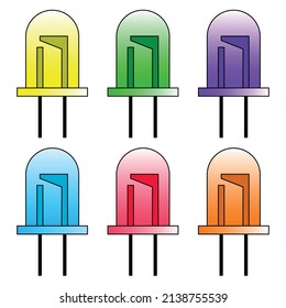 set of colorful light emitting diode electronic symbol