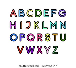 set of colorful line alphabet vector design