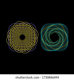set of colorful line geometrical shapes, can be used as a background or design element