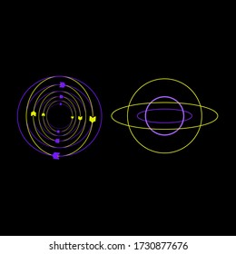 set of colorful line geometrical shapes, can be used as a background or design element