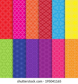 Set of colorful line seamless patterns