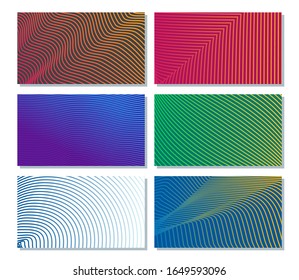 Set of colorful line wavy based abstract background pattern