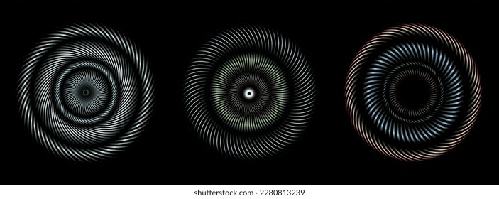 A set of colorful lines in a circle spiral shape vector illustration for graphic designing of a logo, design, or emblem with a technological theme.