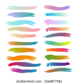 Set of colorful lines drawn with a brush