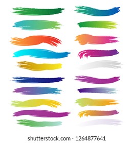 Set of colorful lines drawn with a brush