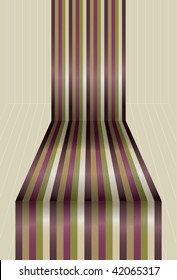A set of colorful lines with shadows and highlights running down the page and foward in perspective. Simples linear gradients are used, very easy to change colors.