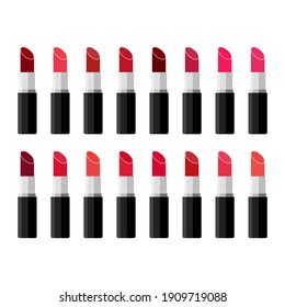 Set of colorful lipsticks vector illustration for makeup and beauty