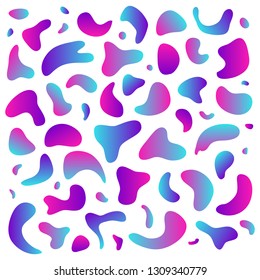 Set of colorful liquid gradient shapes isolated on white background.