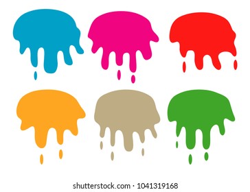 set of colorful liquid paint drip splash illustration vector