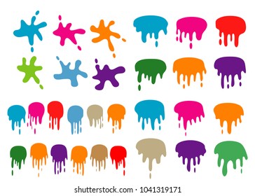 set of colorful liquid paint drip splash illustration vector