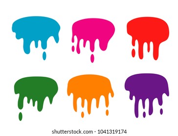 set of colorful liquid paint drip splash illustration vector