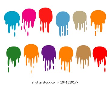 set of colorful liquid paint drip splash illustration vector