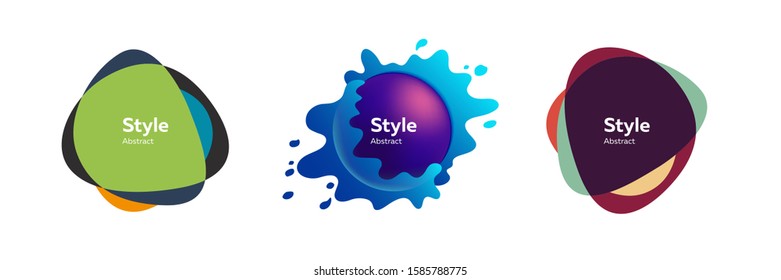 Set of colorful liquid shape graphic elements. Design template for logo, flyer or presentation. Abstract form dynamic composition. Modern style vector illustration