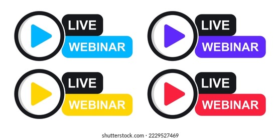 Set of Colorful Live Webinar Button. Vector Illustration