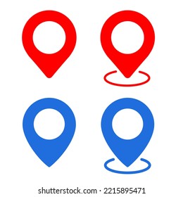 Set of colorful location pin icons. Isolated. Vector illustration