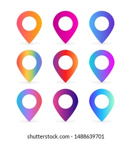 set of colorful location pin illustration vector