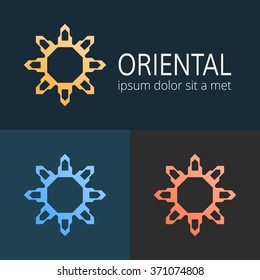 Set of colorful logotypes. Abstract sun concept logo.