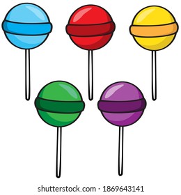 Set of colorful lolipops; vector illustration; for home decor, menu, packaging, stickers, etc.