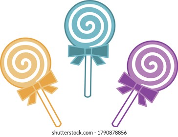 Set of colorful lollipop candies