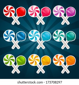 Set of colorful lollipop candy