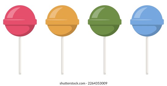 Set of colorful lollipop sweet candies. Vector illustration. Eps 10.