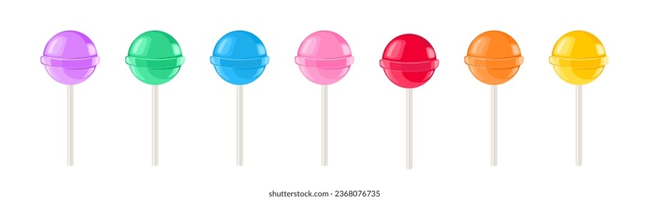 Set of colorful lollipop. Vector cartoon flat illustration. Sweet candy icons.